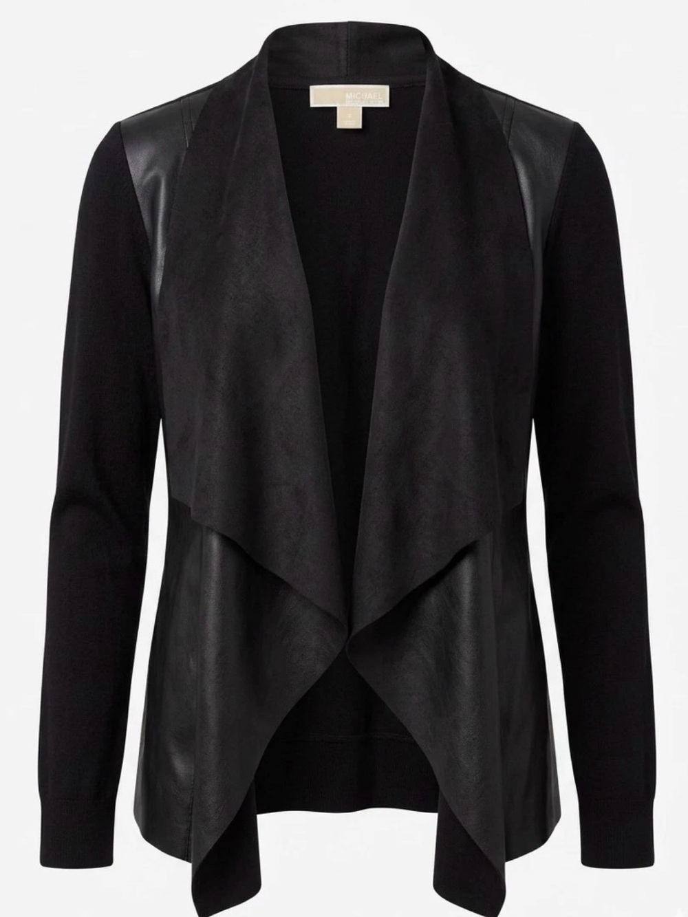 Michael Michael Kors Faux Leather Drape Front Women’s sweater